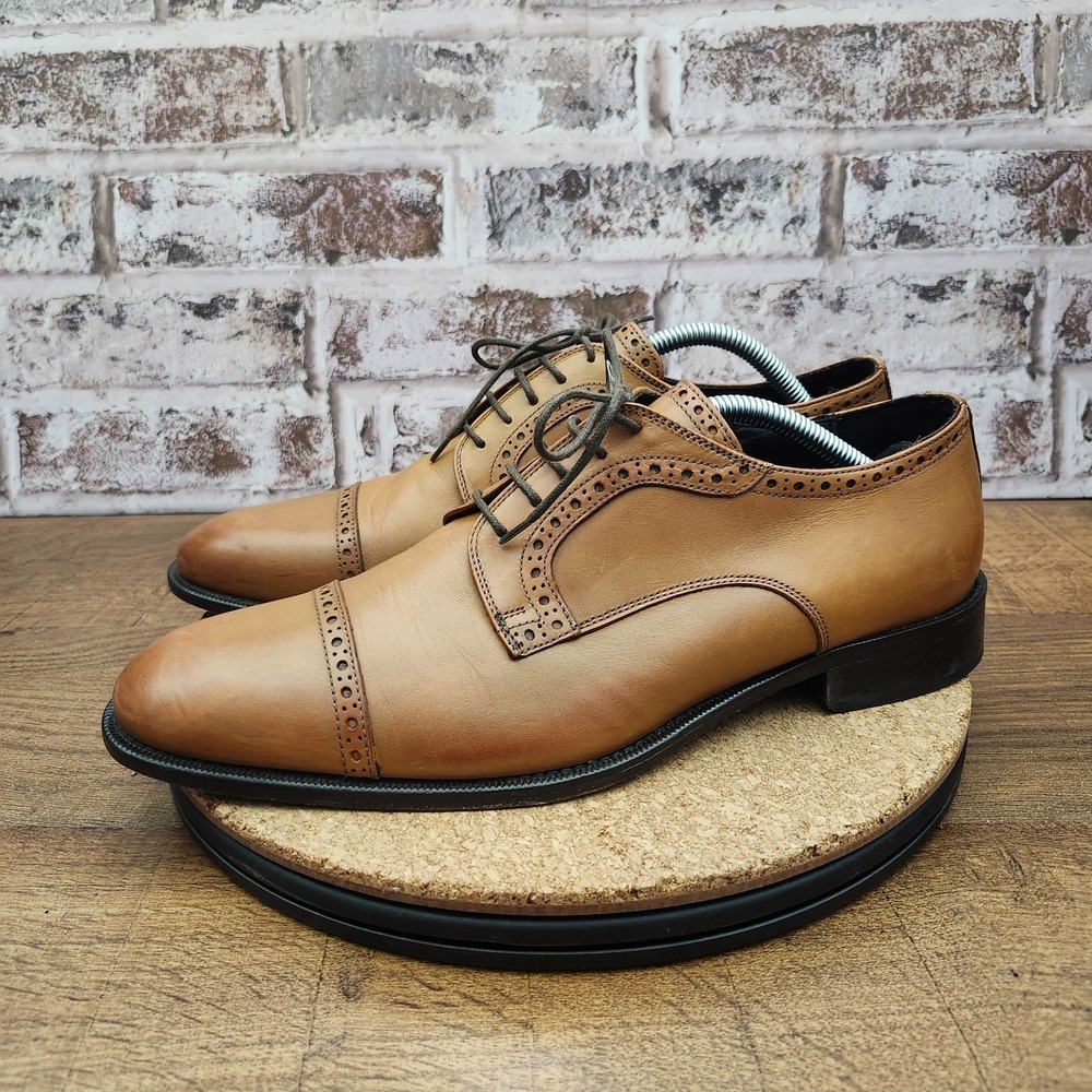 BRUNO MAGLI BROWN LEATHER CAP TOE SHOES MENS 10M